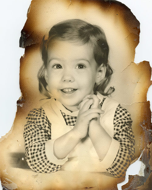 Photo burned in fire (before photo restoration)
