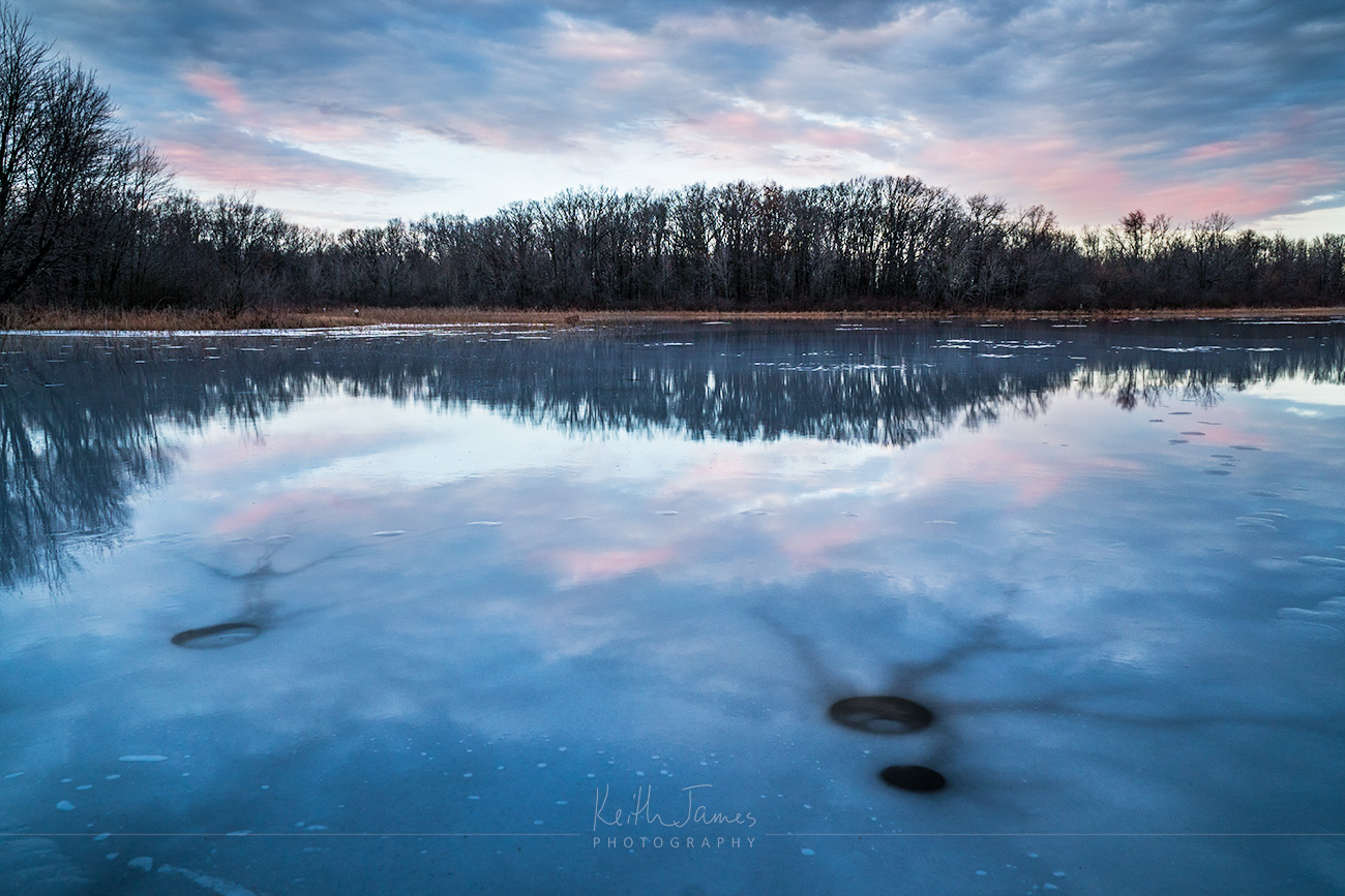 Landscape Photography: Ice Fishing Holes at Meteer Lake in Howe, Indiana