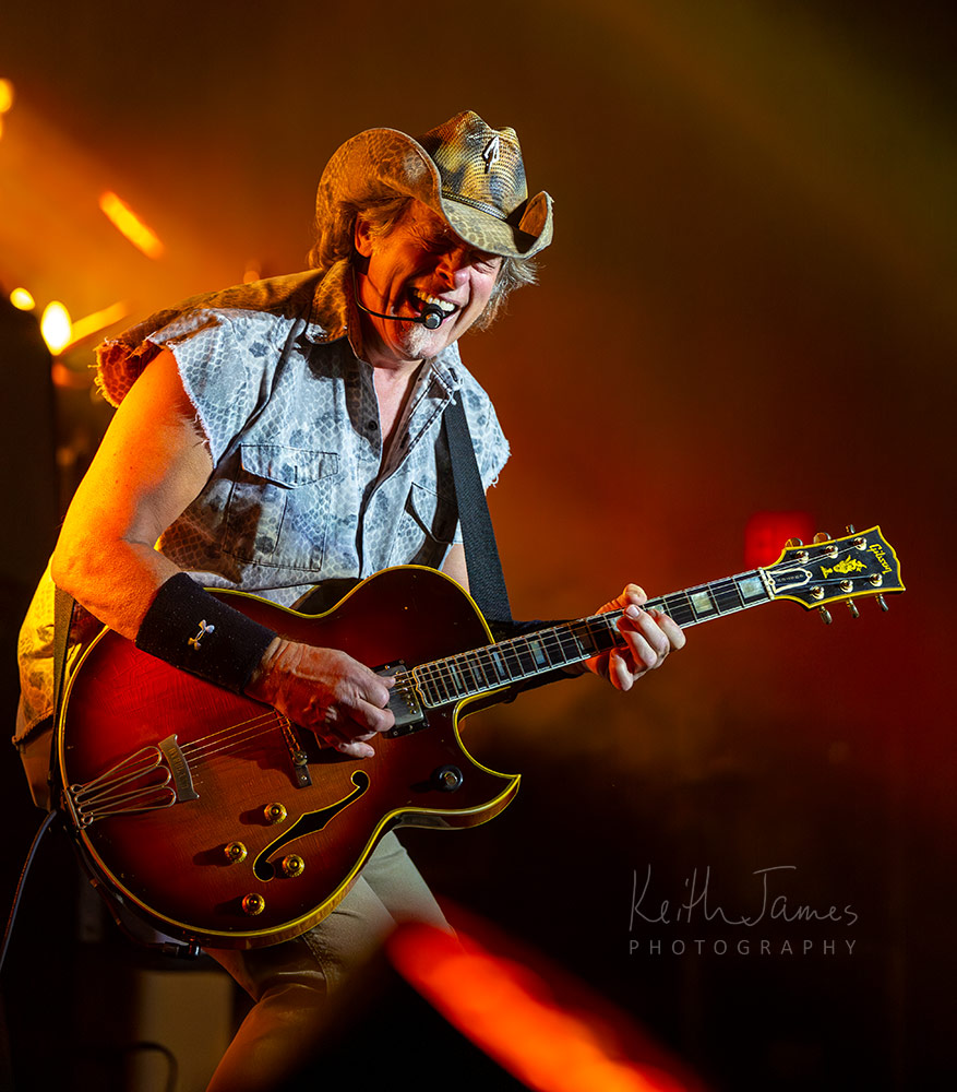 Concert photography: Ted Nugent in concert at the Blue Gate Music Hall in Shipshewana, Indiana.